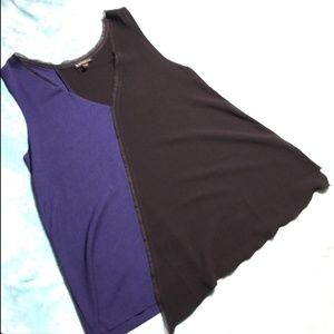 Work Blouse Blue and Black Flowy